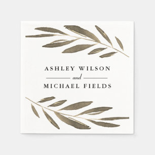 Serviette En Papier Golden Leaf Moderne Fiançailles de mariage élégant