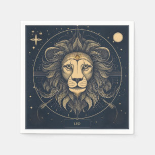 Serviette En Papier Golden Leo Zodiac