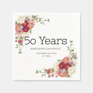 Serviette En Papier "Golden Memories : Celebrating 50 Years of Love"