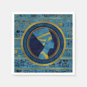 Serviette En Papier Golden Nefertiti sur pierre de marbre bleu