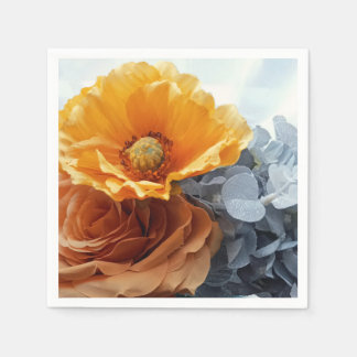 Serviette En Papier Golden Petals and Grey Foliage Napkin