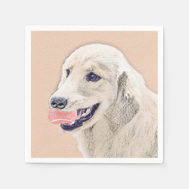 Serviette En Papier Golden Retriever avec Tennis Ball Peinture Chien A (Devant)