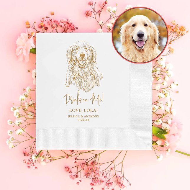 Serviette En Papier Golden Retriever Chien Boissons personnalisées sur (Créateur téléchargé)