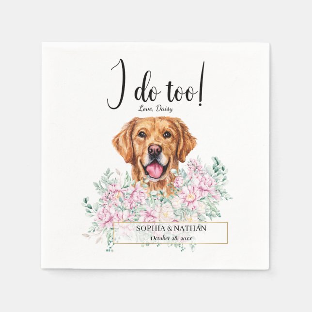 Serviette En Papier Golden Retriever Chien Mariage Cocktail Napkins (Devant)