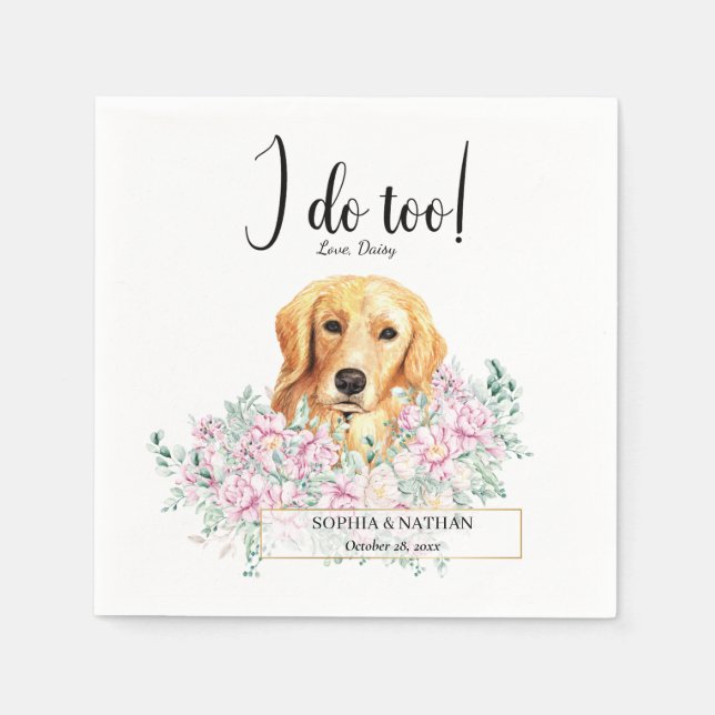 Serviette En Papier Golden Retriever Chien Mariage Cocktail Napkins (Devant)