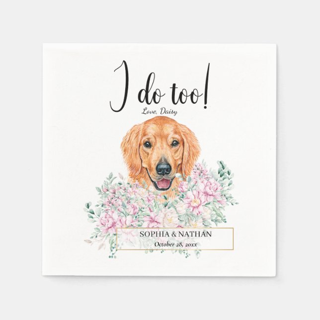 Serviette En Papier Golden Retriever Chien Mariage Cocktail Napkins (Devant)
