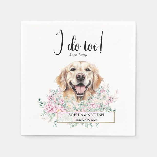 Serviette En Papier Golden Retriever Chien Mariage Cocktail Napkins (Devant)