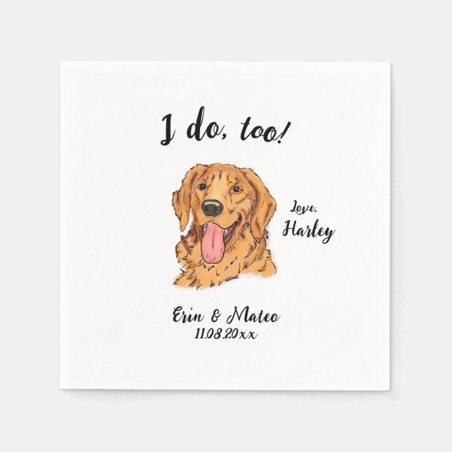 Serviette En Papier Golden Retriever Chien Mariage Cocktail Napkins (Devant)
