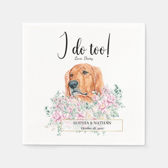 Serviette En Papier Golden Retriever Chien Mariage Cocktail Napkins (Devant)