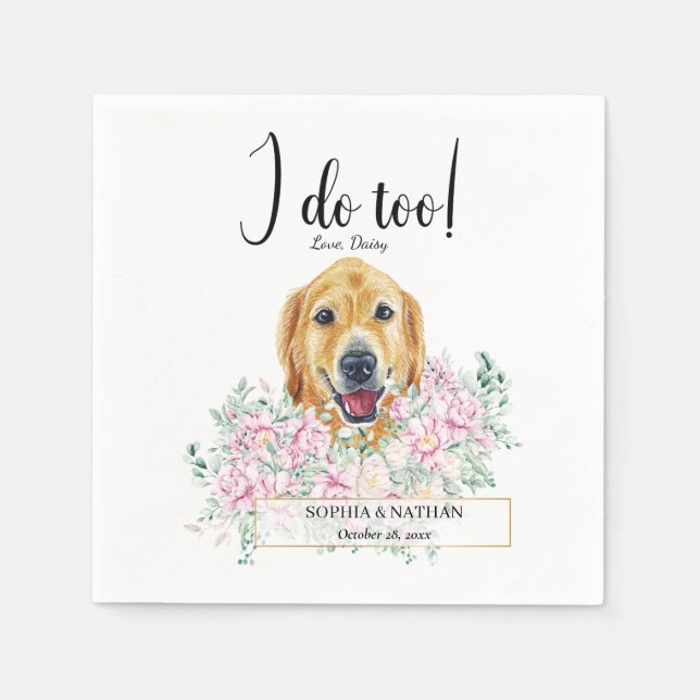 Serviette En Papier Golden Retriever Chien Mariage Cocktail Napkins (Devant)