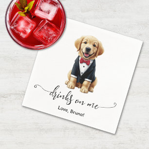 Serviette En Papier Golden Retriever Chiot Boit Sur Moi Chien Mariage