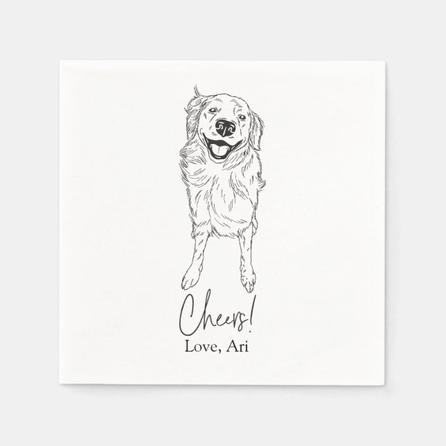 Serviette En Papier Golden Retriever Cocktail Napkin Chien Mariage (Devant)