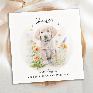 Serviette En Papier Golden Retriever Custom Chien Cocktail Mariage 