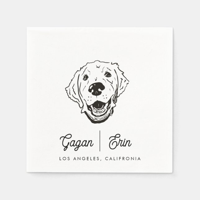 Serviette En Papier Golden Retriever Mariage Cocktail napkin (Devant)