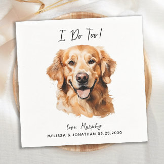 Serviette En Papier Golden Retriever Modern Chien Mariage Cocktail