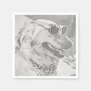 Serviette En Papier Golden Retriever portant des lunettes de soleil