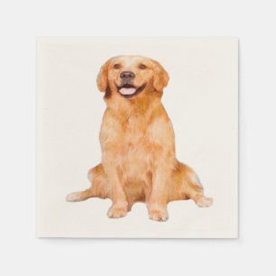 Serviette En Papier Golden Retriever Sitting