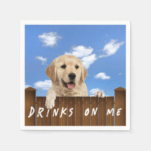 Serviette En Papier Golden Retriever sur une clôture