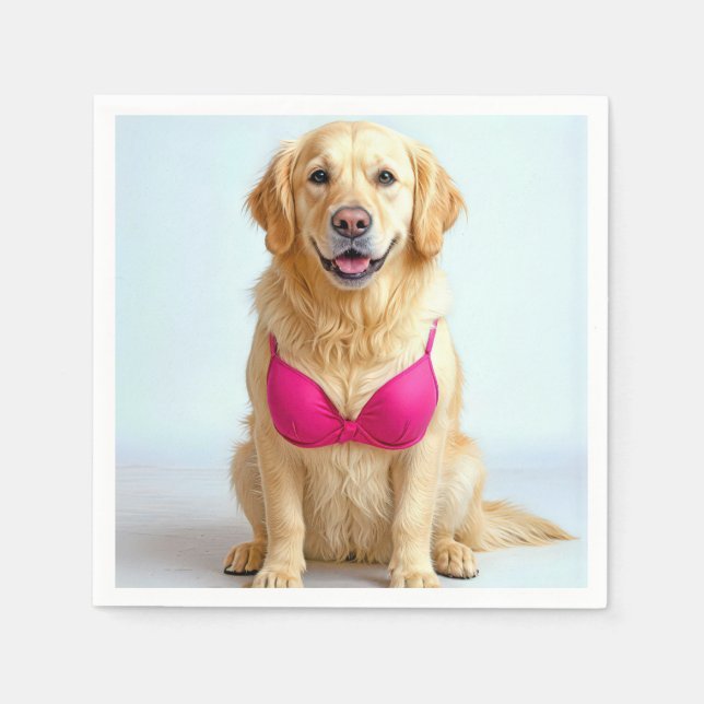 Serviette En Papier Golden Retriever Wearing a Pink Bra (Devant)