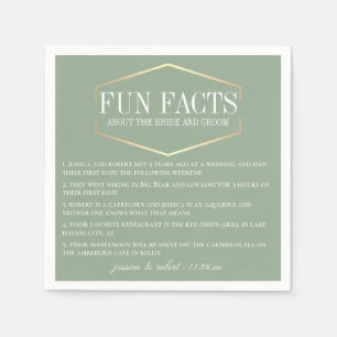 Serviette En Papier Golden Sage Green Fun Facts Personnalisé