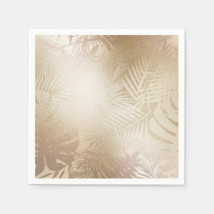 Serviette En Papier Golden Shine Botanique Tropical Palm Tree Feuilles