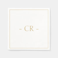 Golden Taupe & White Couple Initiales Monogramme