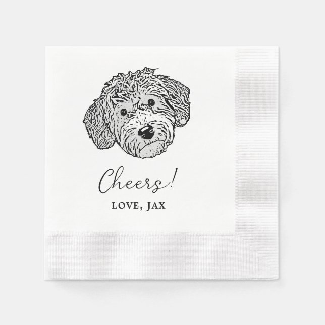 Serviette En Papier Goldendoodle Chien Boissons personnalisées sur les (Devant)