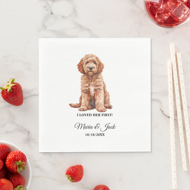 Serviette En Papier Goldendoodle Chien J'Aimais Son Premier Mariage (En situation)