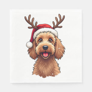 Serviette En Papier Goldendoodle Chien Renne de Noël Doodle de vacance
