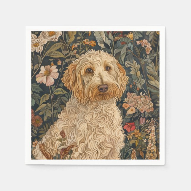 Serviette En Papier Goldendoodle Garden Tapestry Anniversaire (Devant)