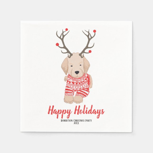 Serviette En Papier Goldern Retriever Sweer Antlers Personnalisé (Devant)