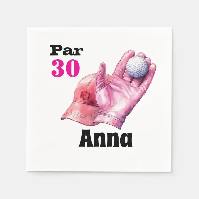 Serviette En Papier Golf 30e anniversaire Par tee femme thème rose (Devant)