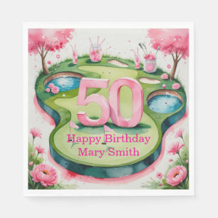 Serviette En Papier Golf 50e anniversaire avec numéro pour femme golfe