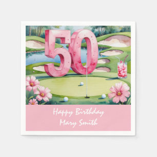 Serviette En Papier Golf 50e anniversaire avec numéro pour femme golfe