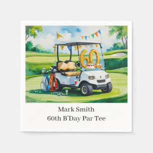 Serviette En Papier Golf 60e anniversaire avec Golf Panier sur mettre 