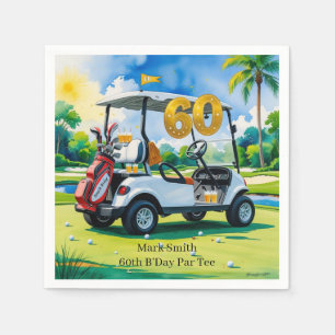 Serviette En Papier Golf 60e anniversaire avec Golf Panier sur mettre 