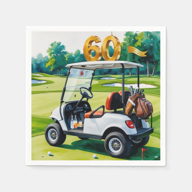 Serviette En Papier Golf 60e anniversaire Par tee Golfer Party (Devant)