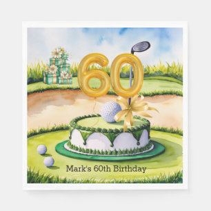 Serviette En Papier Golf 60th Birthday Cake pour Golfer Party avec nom