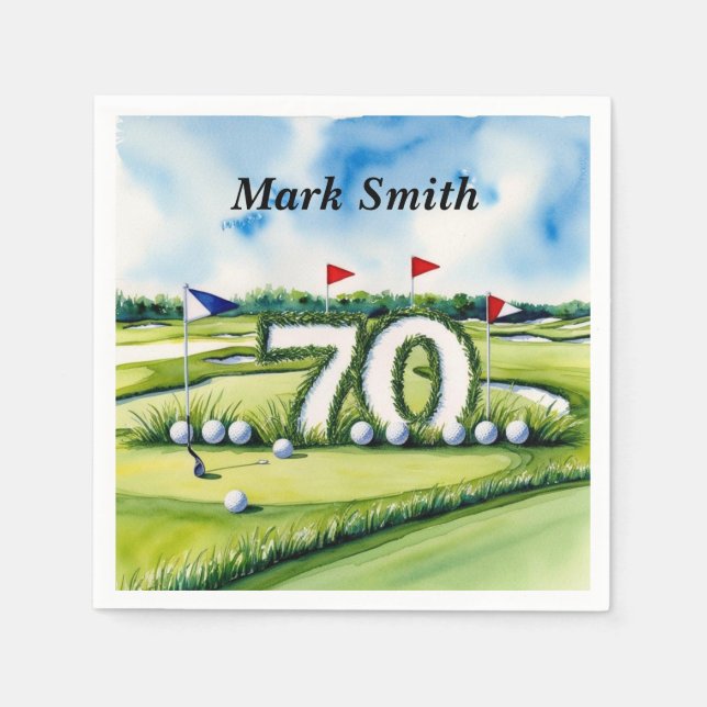 Serviette En Papier Golf 70e anniversaire pour golfeur (Devant)