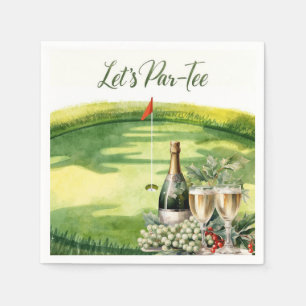 Serviette En Papier Golf Allons-y sur le départ avec un drapeau de gol