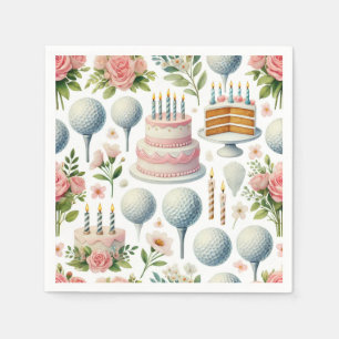 Serviette En Papier Golf Anniversaire de fête rose thème pour femme