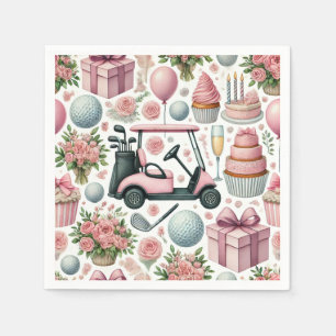 Serviette En Papier Golf Anniversaire de fête rose thème pour femme