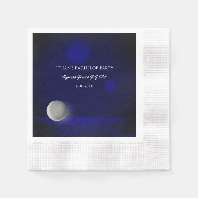 Serviette En Papier Golf Bachelor Party Golf Party Navy bleu golf (Devant)