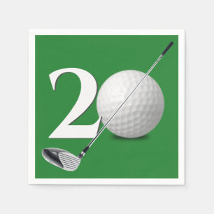 Serviette En Papier Golf Ball and Club 20th Birthday