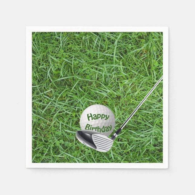 Serviette En Papier Golf Ball and Club d'anniversaire (Devant)