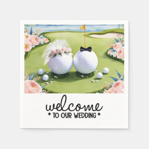 Serviette En Papier Golf ball Mariée & Salle Bienvenue à notre Mariage