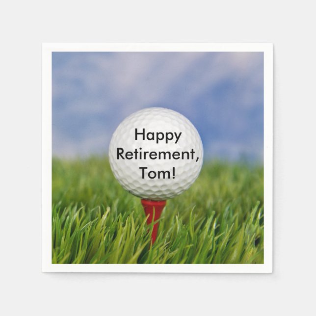 Serviette En Papier Golf Ball sur tee pour la retraite (Devant)