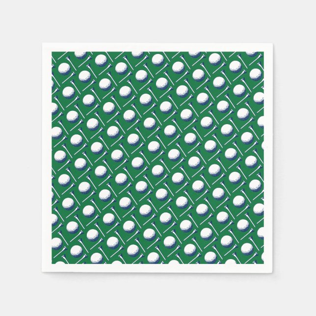 Serviette En Papier Golf Ball Tee Motif bleu vert Golfing Classic (Devant)