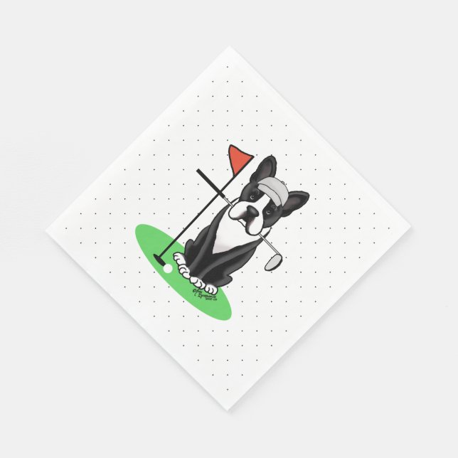 Serviette En Papier Golf Boston Terrier (noir) mignon chien (Coin)