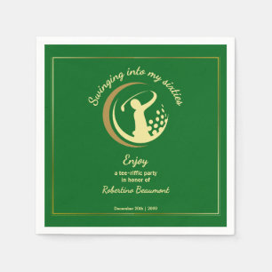 Serviette En Papier Golf Classic Vert Joueur Doré 60e Anniversaire